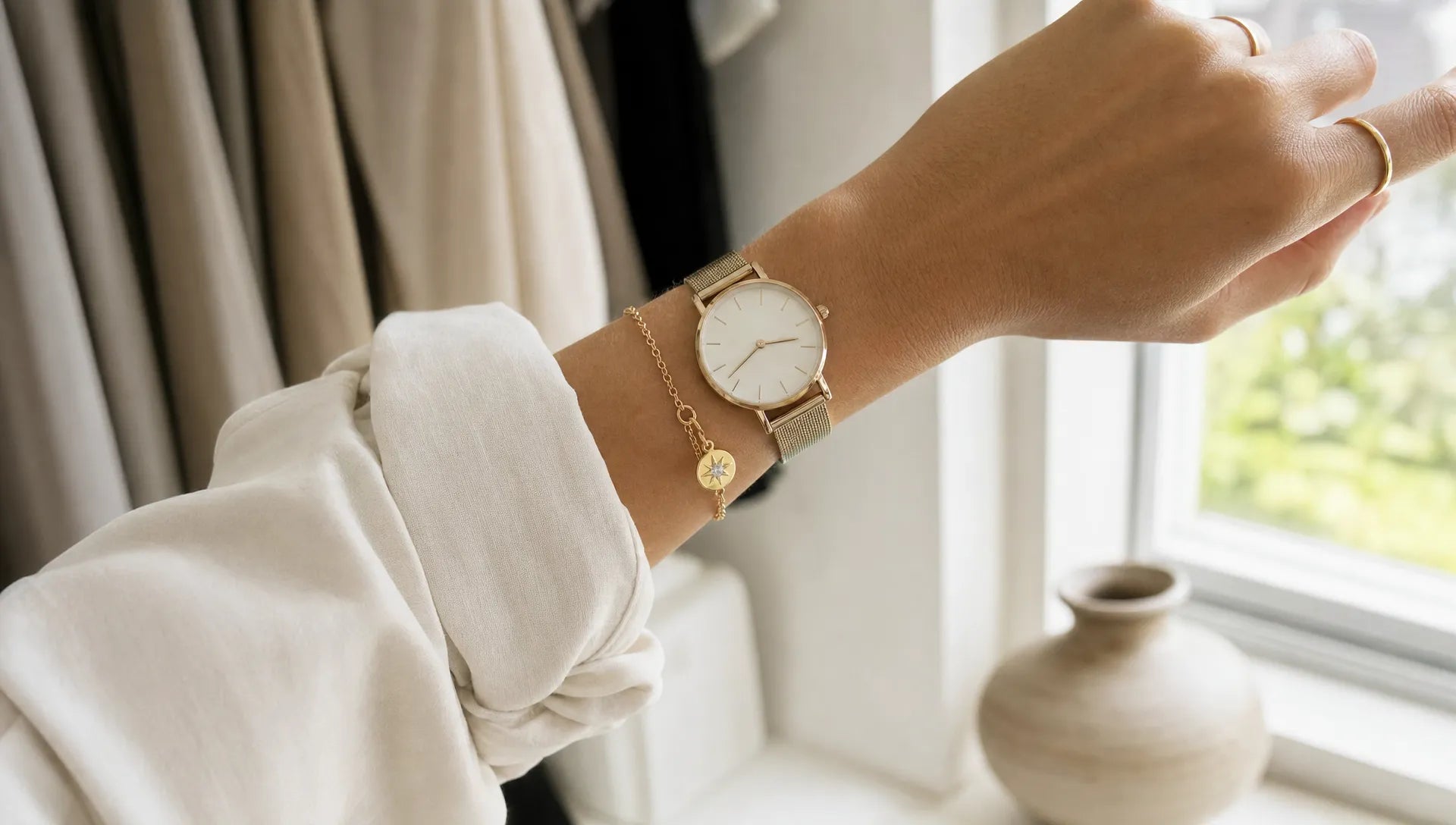 Armband mit Gold Anhänger modern kombinieren