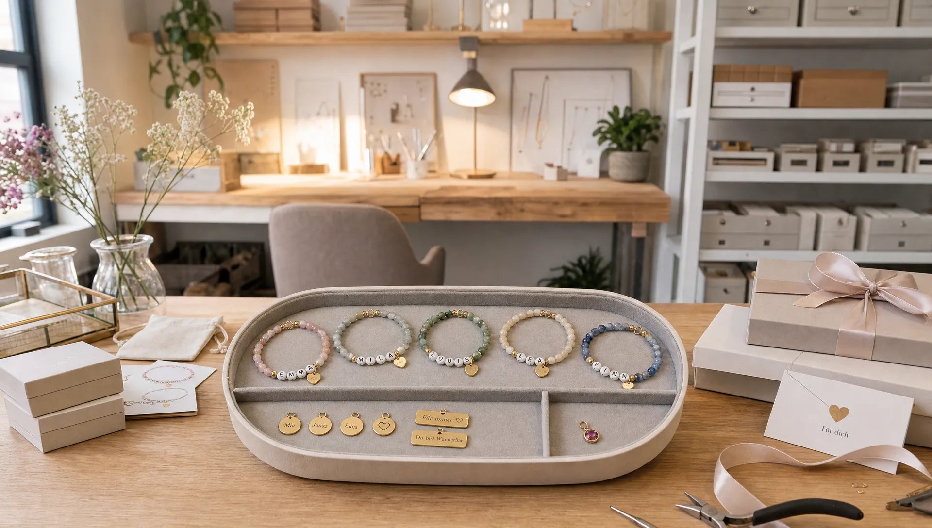 Personalisierte Perlenarmbänder modern verschenken