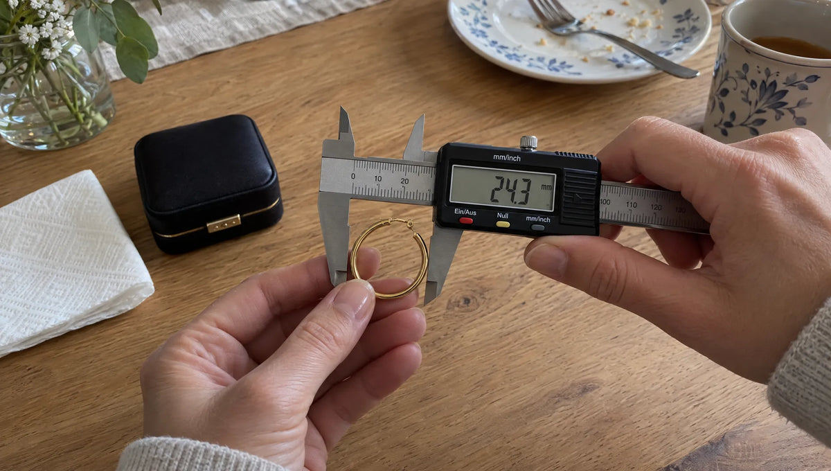 Ohrringe als Ringe aus Silber kaufen und die Größe prüfen