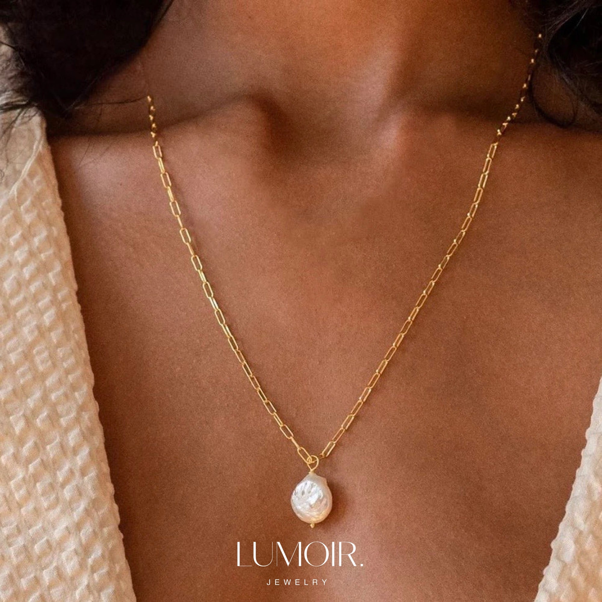 Stainless steel pearl necklace Coralie