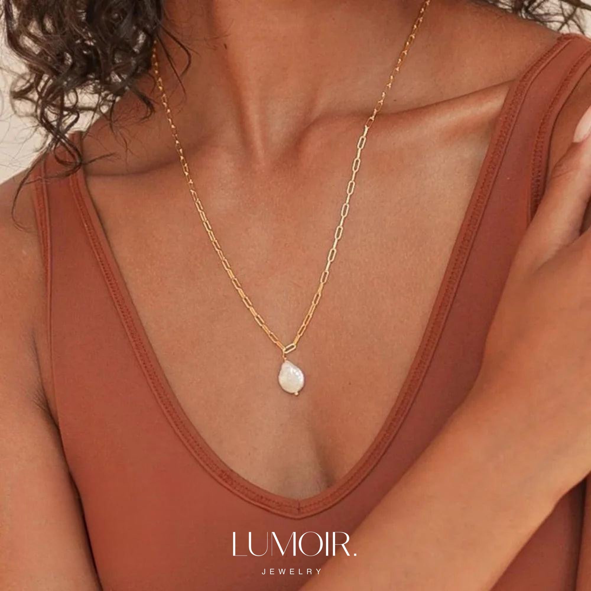 Collier de perles en acier inoxydable Coralie