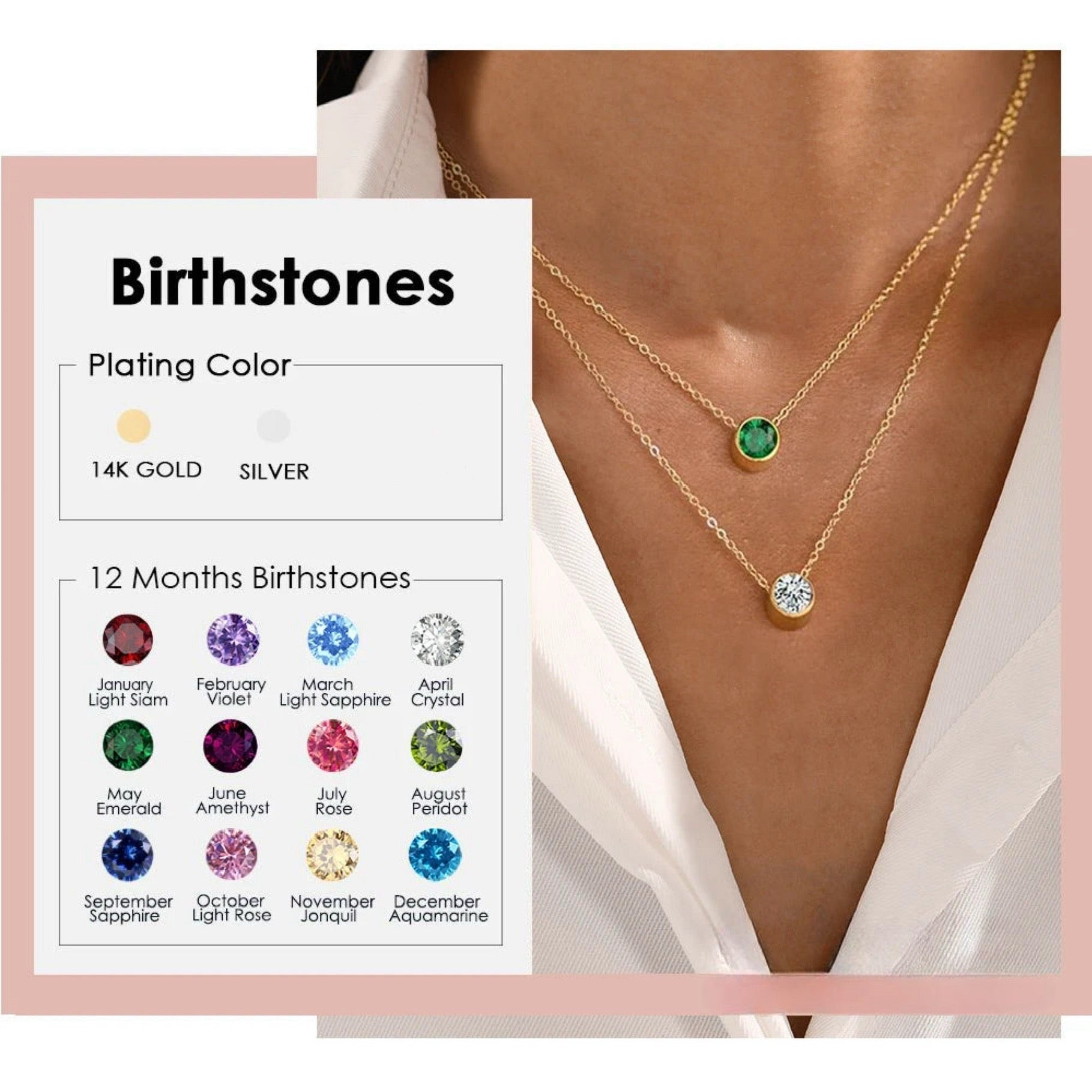 Birthstone necklace Noelia