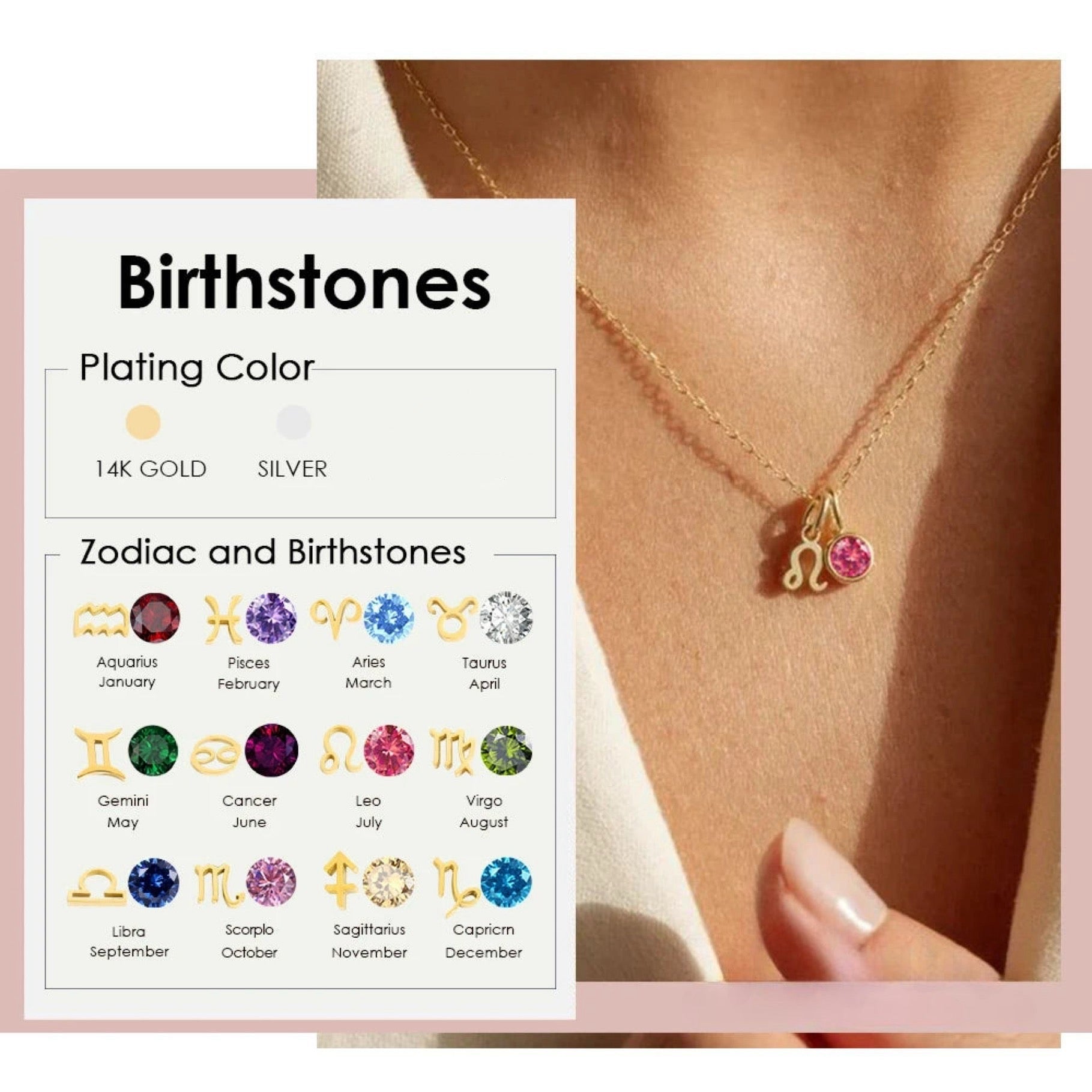 Birthstone necklace Rahel