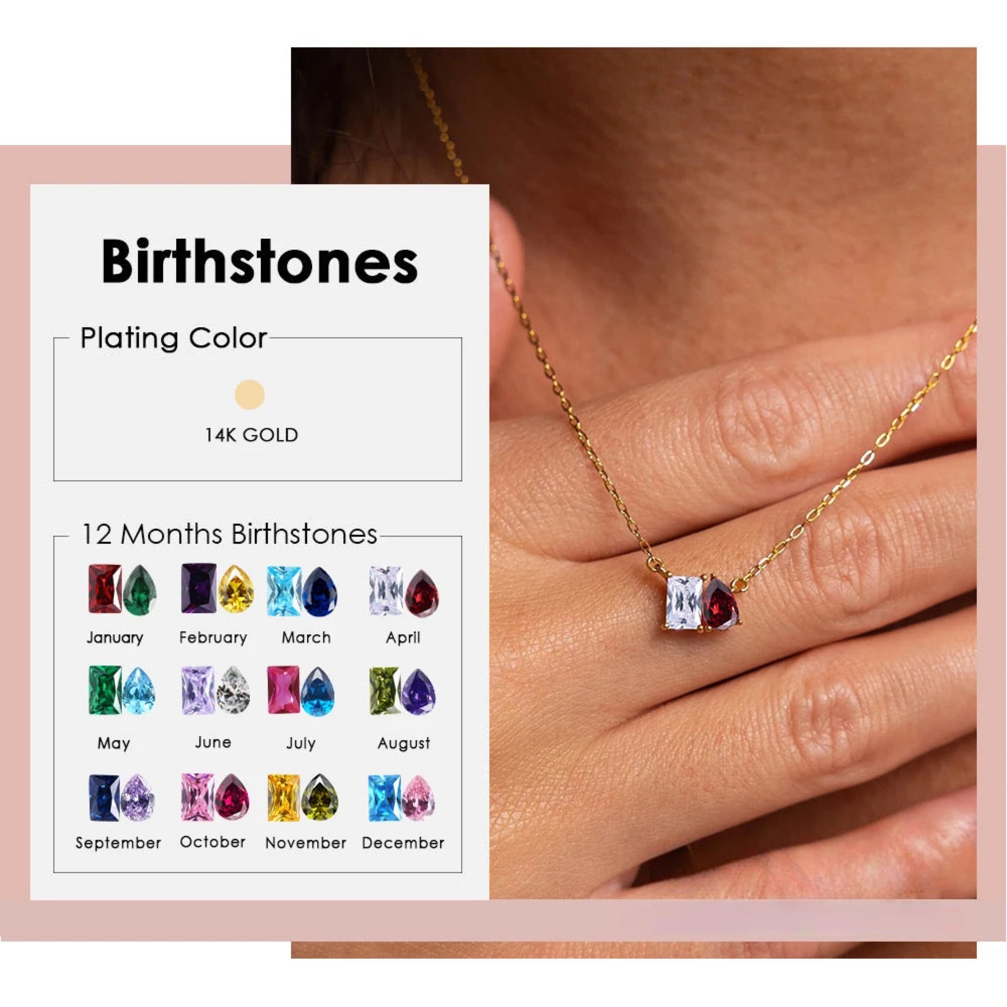 Birthstone necklace Saphira