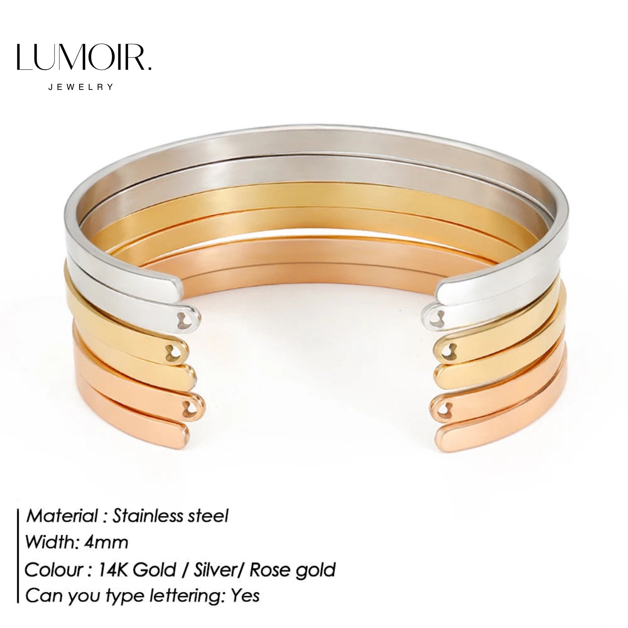 Personalized stainless steel bangle Dawn