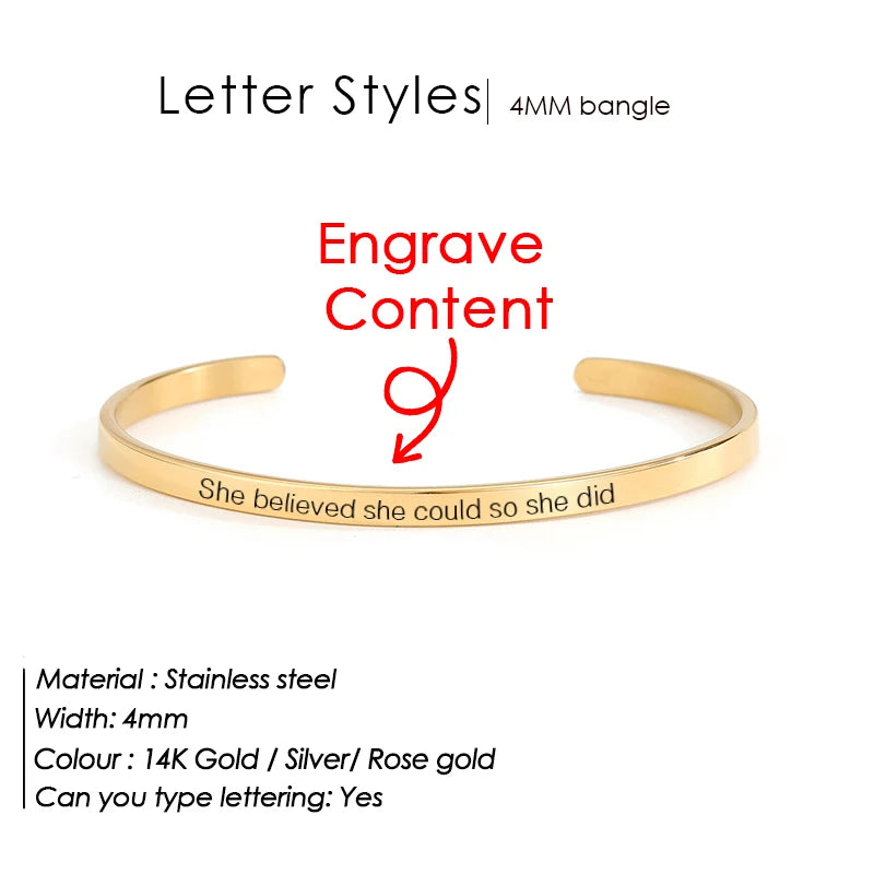 Personalized stainless steel bangle Dawn
