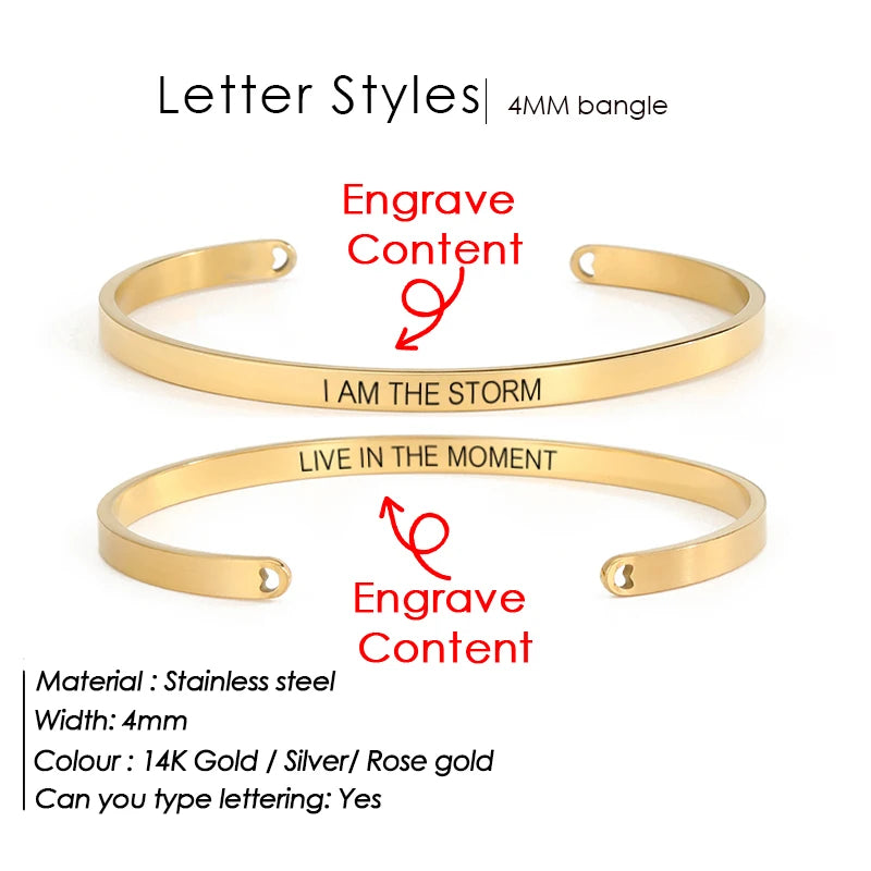 Personalized stainless steel bangle Dawn