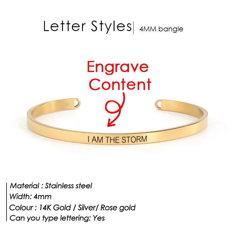 Personalized stainless steel bangle Dawn