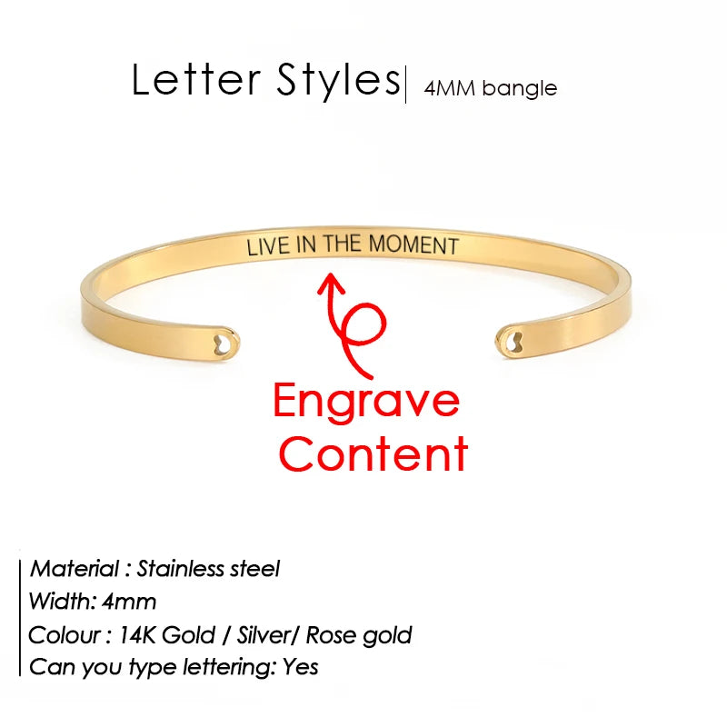 Personalized stainless steel bangle Dawn