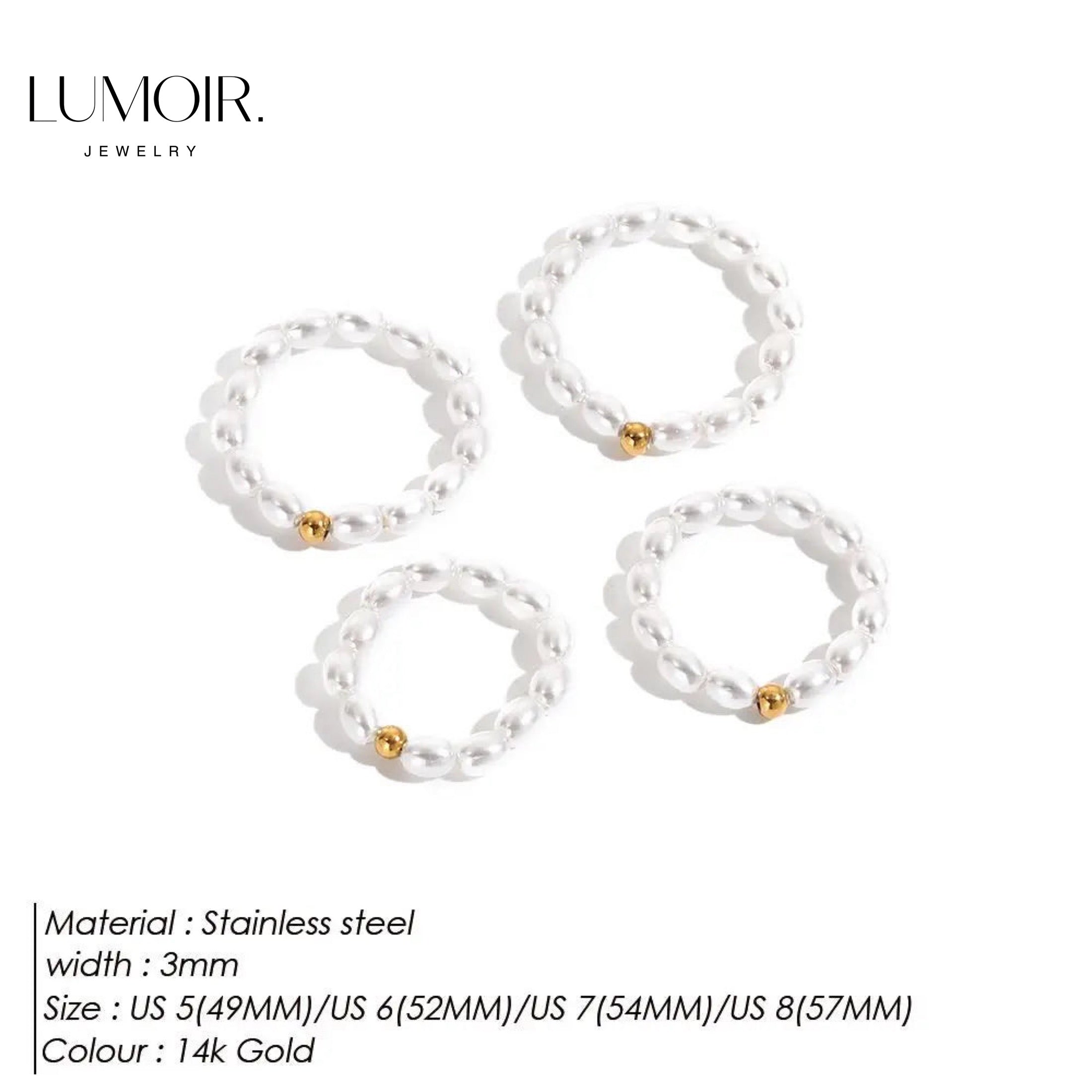 Anneau de perles en acier inoxydable Lior