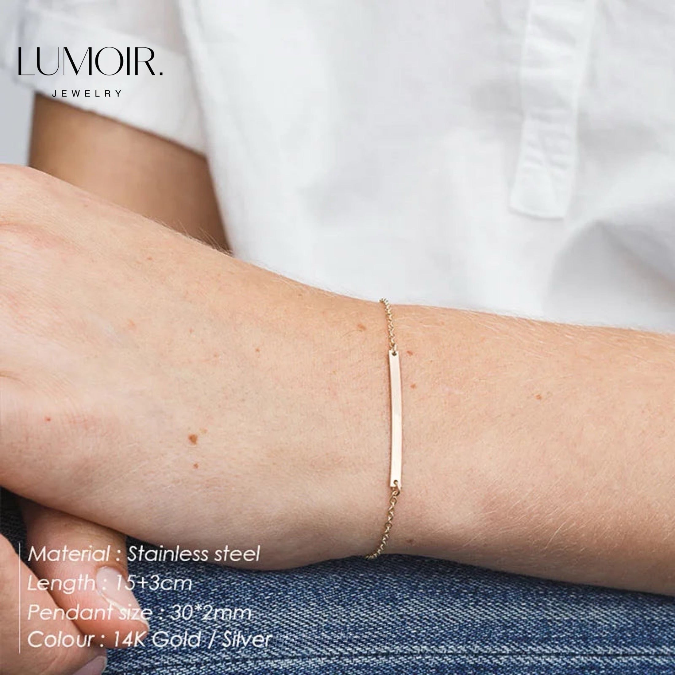 Bracciale personalizzato in acciaio inossidabile Nara