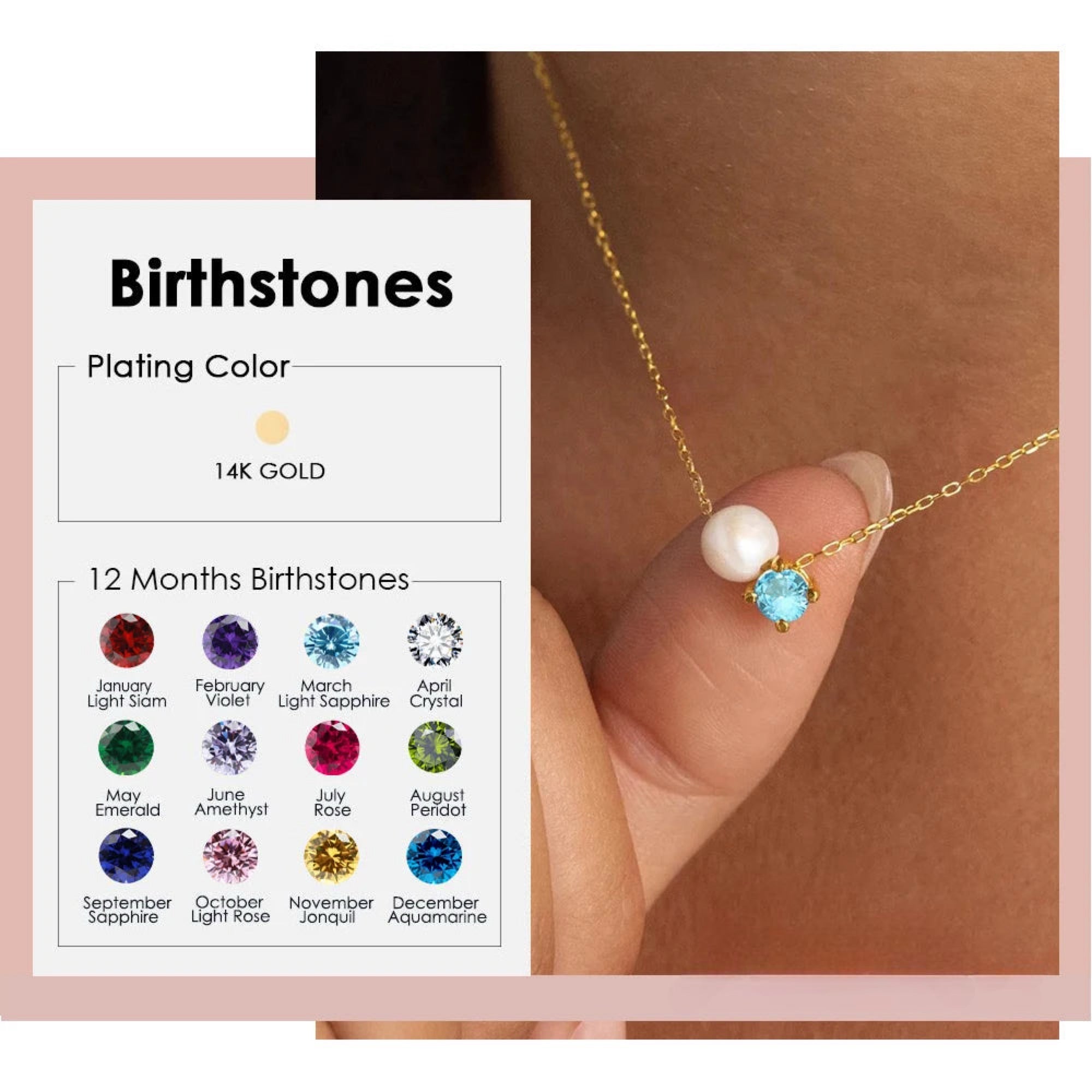 Birthstone necklace Nila