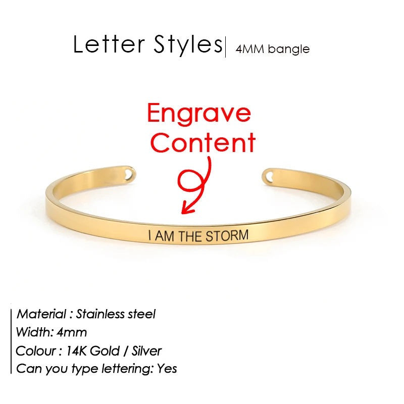 Personalized stainless steel bangle Dawn