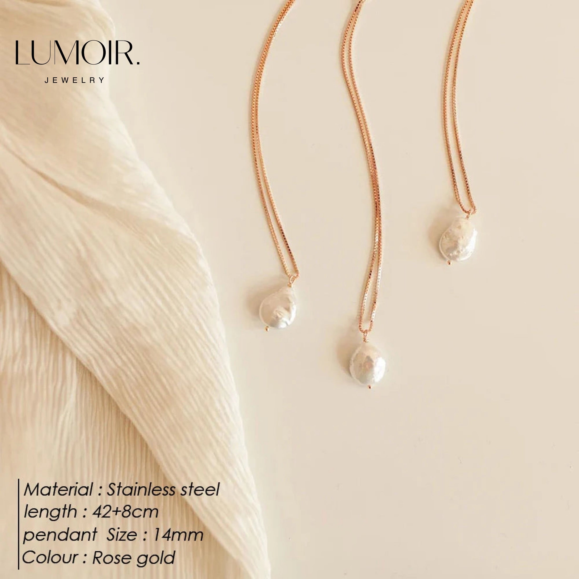 Stainless steel mother-of-pearl necklace Julie