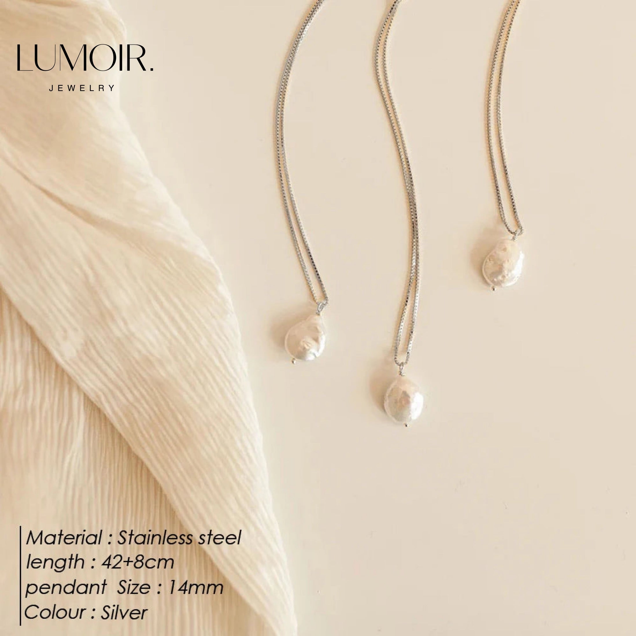 Stainless steel mother-of-pearl necklace Julie