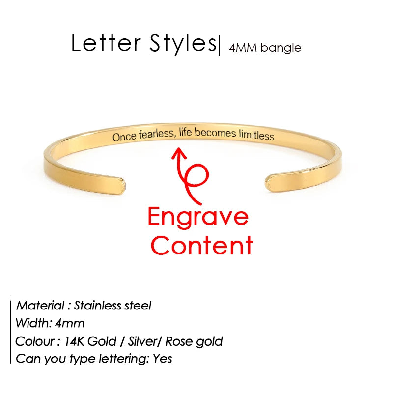 Personalized stainless steel bangle Dawn