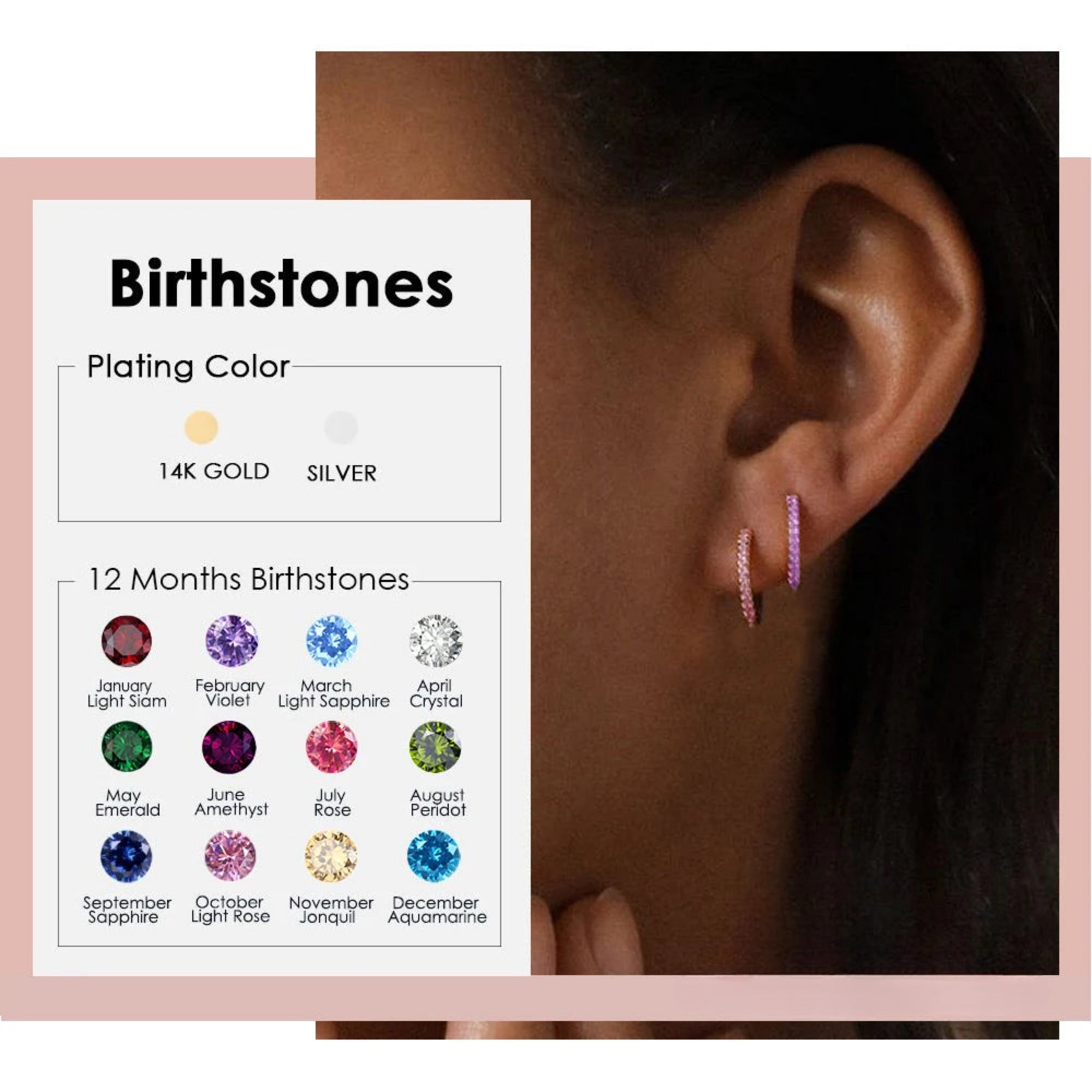 Boucles d'oreilles pierre de naissance Marena