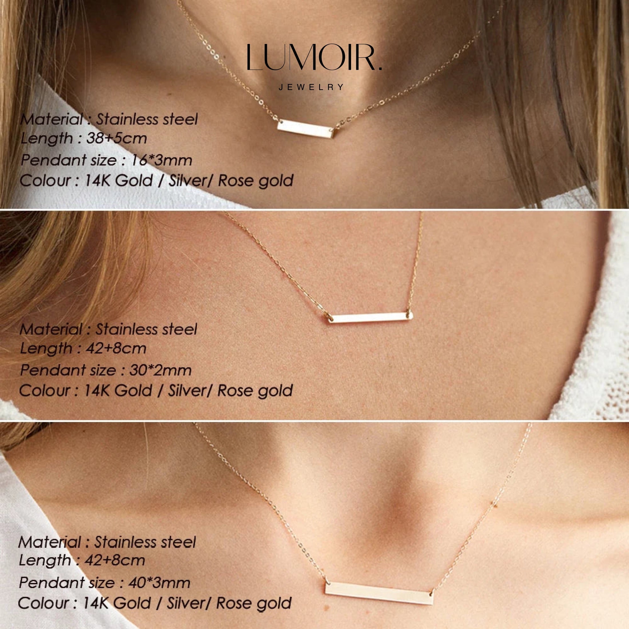 Collier personnalisé en acier inoxydable Elina