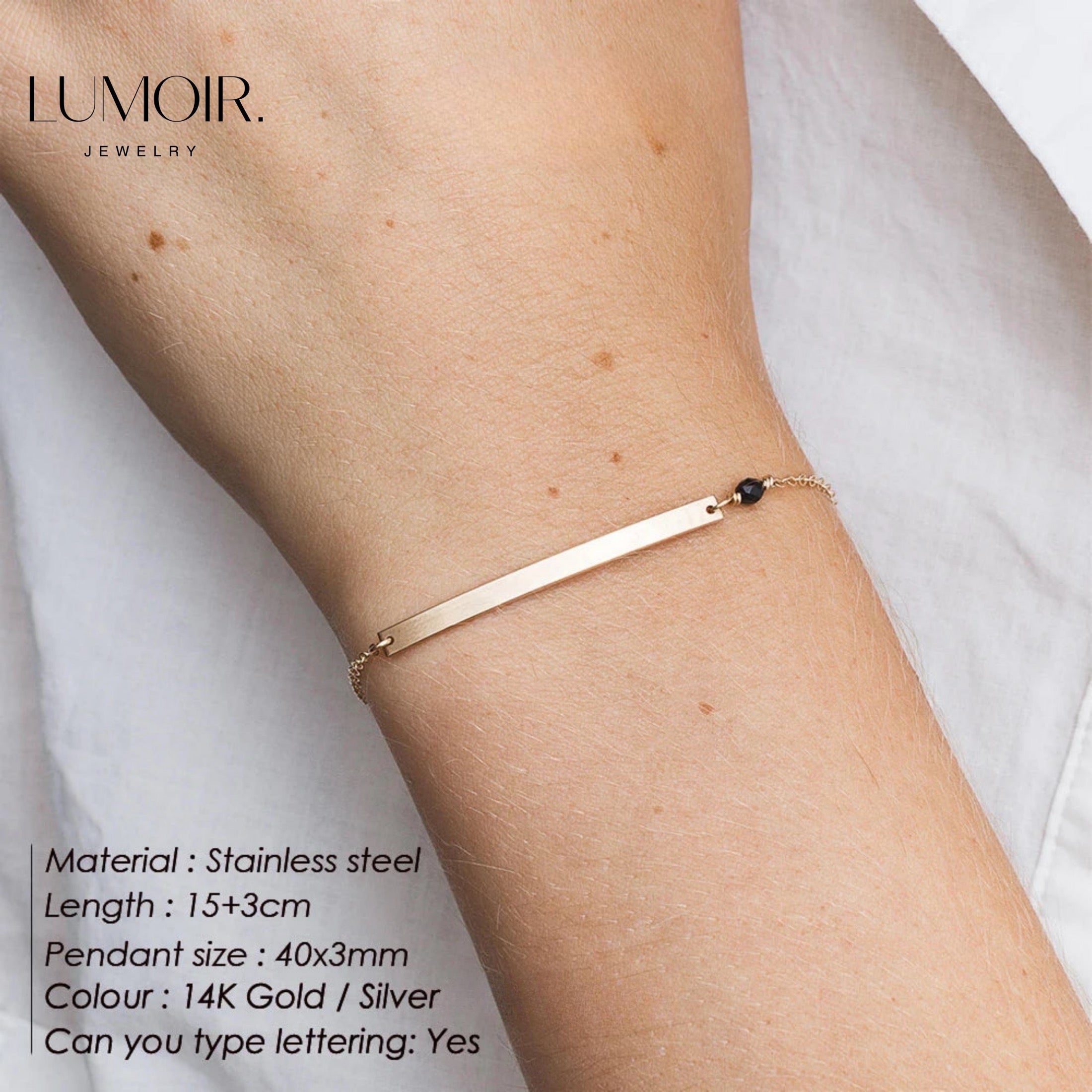 Bracciale personalizzato in acciaio inossidabile Lea